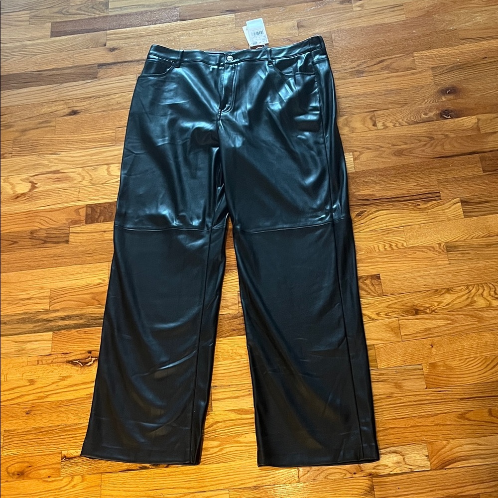 Mango NWR Black Faux Leather Pants